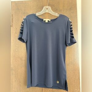 Michael Kors Navy Shirt Blouse with caged sleeves - Size Small